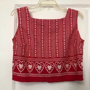 Vintage red crop top with heart print